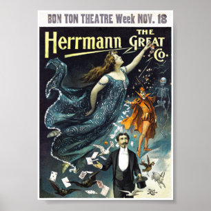 Herrmann The Great Restauriertes Vintage-Reisepost Poster