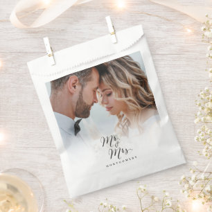 Herrn und Frau Script Calligraphy Chic Foto Hochze Geschenktütchen