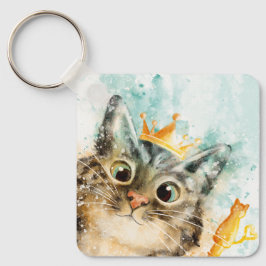 Herrschende Katze mit Krone und Zepter Schlüsselanhänger