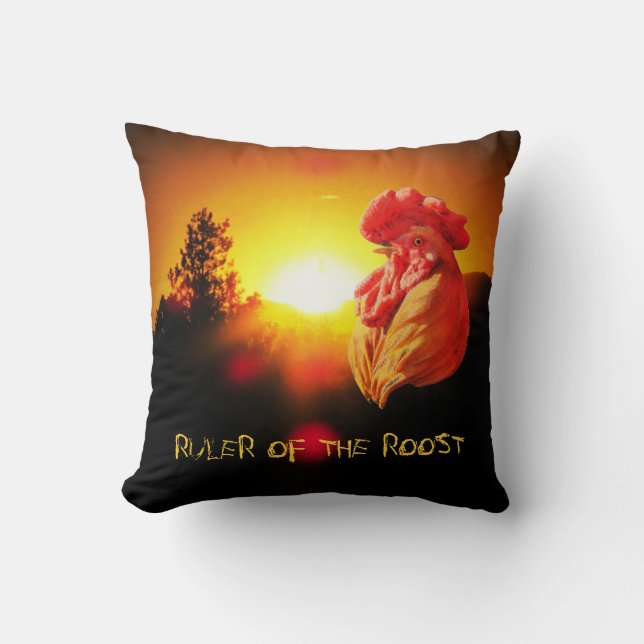 Herrscher des Roost. Rooster Sunrise Kissen (Vorderseite)