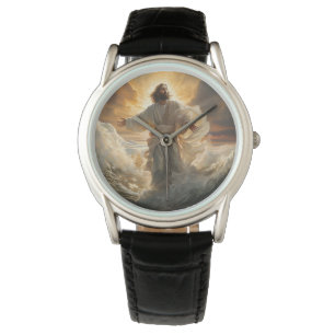 Herrscher-Lederuhr-Jesus Armbanduhr