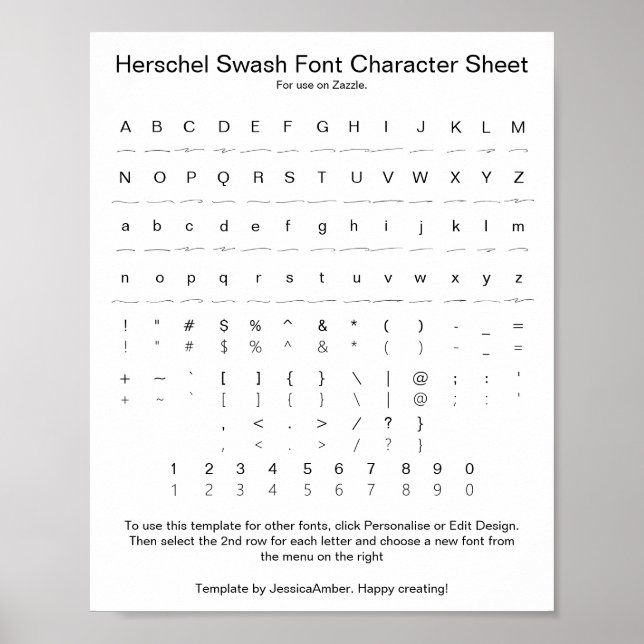 Herschel Swash Schriftart Character Sheet for Zazz Poster (Vorne)