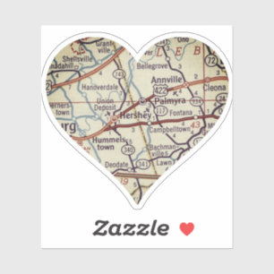 Hershey PA Vintag Map Aufkleber