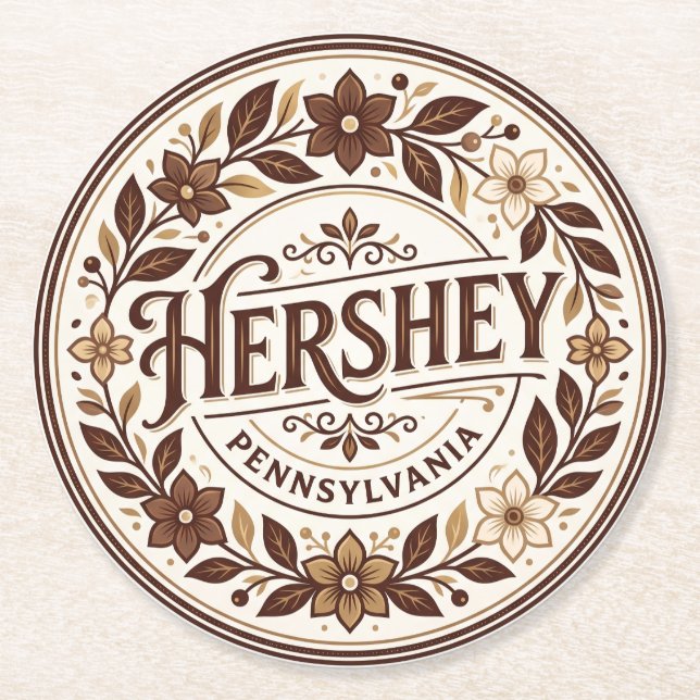 Hershey USA Runder Pappuntersetzer (Vorderseite)