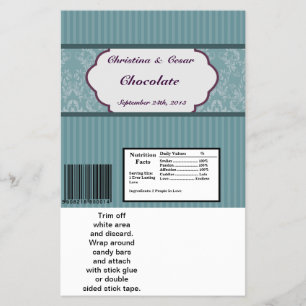 Hershey's Large Bar Wrapper Aquamarin Blue Damask/ Flyer