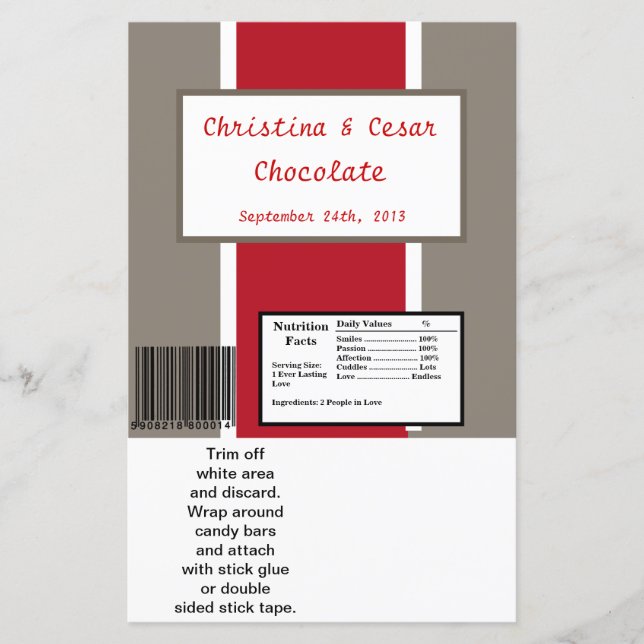 Hershey's Large Bar Wrapper Crimson Red Gray Bg Wh (Vorderseite)