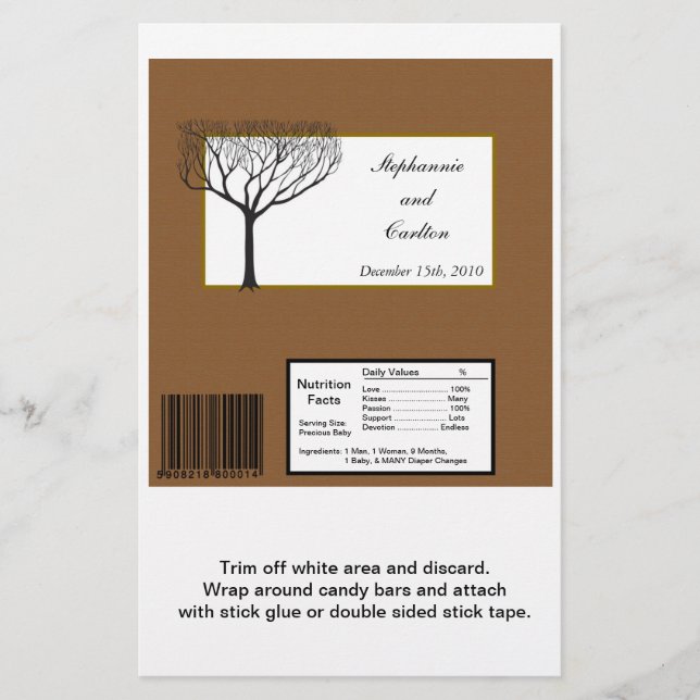Hershey's Large Bar Wrapper Fall Tree Wedding Flyer (Vorne)
