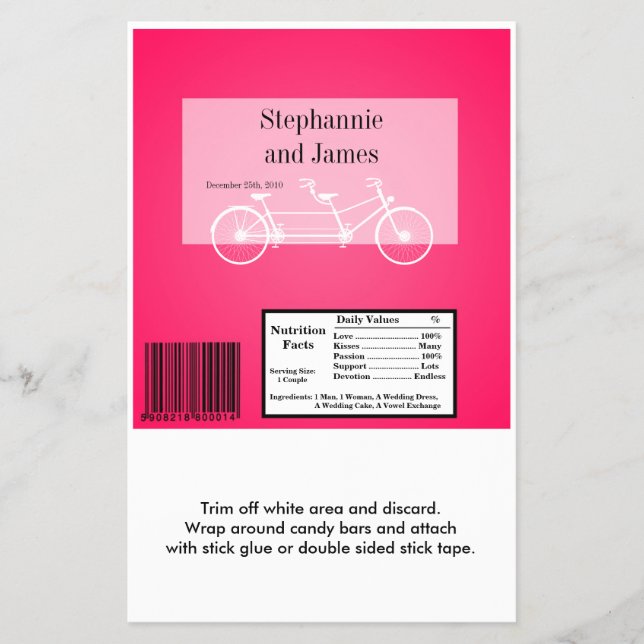 Hershey's Large Bar Wrapper Hot Pink Double Bike Flyer (Vorne)