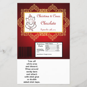 Hershey's Large Bar Wrapper Lord Ganesha/Hindu Red Flyer