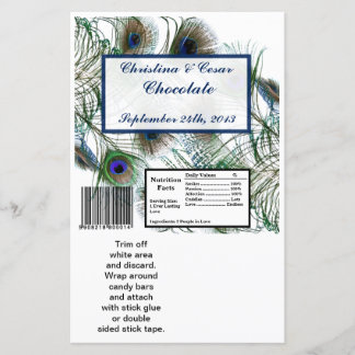 Hershey's Large Bar Wrapper Peacock Feathers Blue