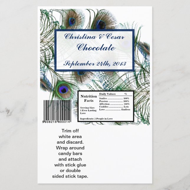 Hershey's Large Bar Wrapper Peacock Feathers Blue (Vorderseite)