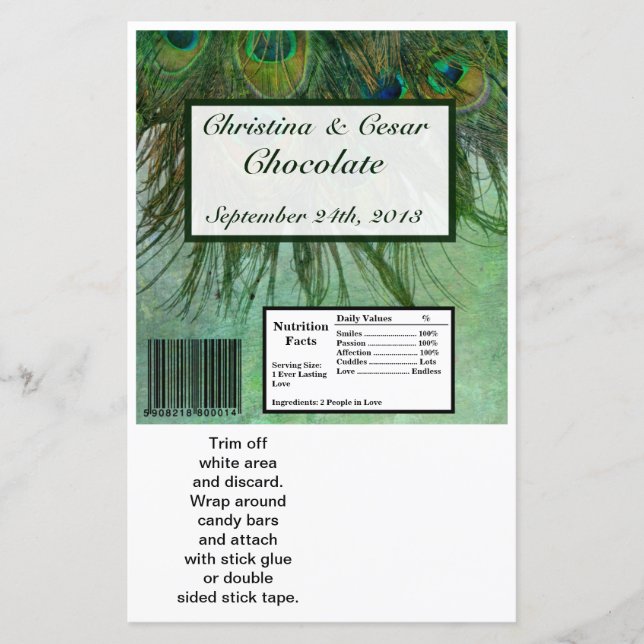 Hershey's Large Bar Wrapper Peacock Green Feathers (Vorderseite)
