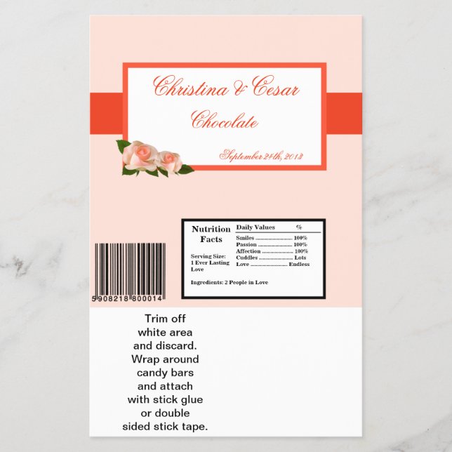 Hershey's Large Bar Wrapper Pink/Peach Rose mit L Flyer (Vorne)