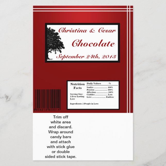 Hershey's Large Bar Wrapper White Tree Red Black Flyer (Vorne)