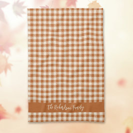 Herstbst verbranntes Orange Gingham Herbst Karo Be Geschirrtuch