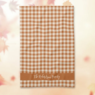 Herstbst verbranntes Orange Gingham Herbst Karo Be Geschirrtuch