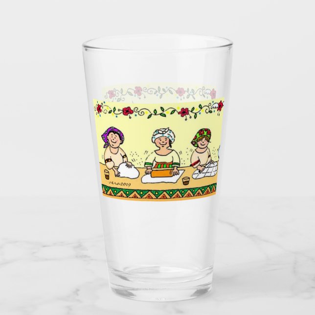 Herstellung der perogies, pyrohy, pierogies, glas (Vorderseite)