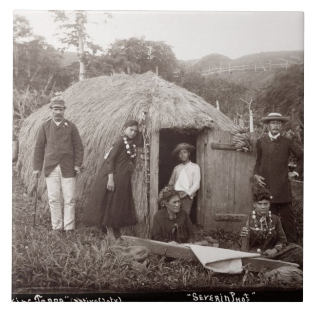 Herstellung Tappa, ein gebürtiger Stoff, c.1875 Fliese (Vorderseite)