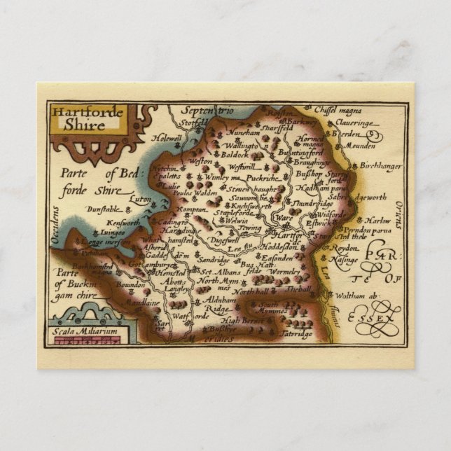 Hertfordshire Landkreis England Alte antike Karte (Vorderseite)