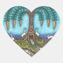 HERUNTER DEM RABBIT-HOLE, CARROT WILLOW BAUM FOLK  Herz-Aufkleber