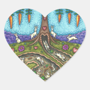 HERUNTER DEM RABBIT-HOLE, CARROT WILLOW BAUM FOLK  Herz-Aufkleber