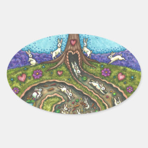 HERUNTER DEM RABBIT-HOLE, CARROT WILLOW BAUM FOLK OVALER AUFKLEBER
