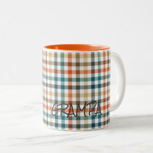 Herunter Karierter Individuelle Name Grampa Design Zweifarbige Tasse