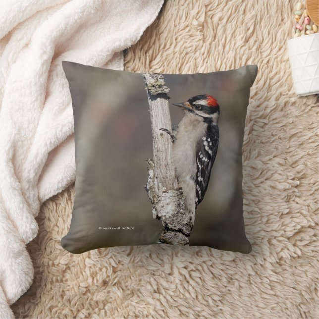 Herunter Woodpecker Bird auf Zweigstelle Kissen (Decke)
