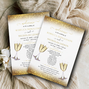 Herunterladbare Gold Glitter-Kalligrafie-Hochzeit Einladung