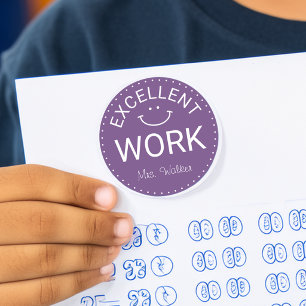 Hervorragende Arbeit   Personalisierte Lehrer Runder Aufkleber