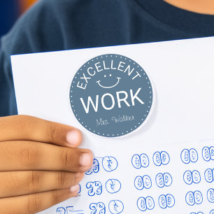 Hervorragende Arbeit   Personalisierte Lehrer Runder Aufkleber