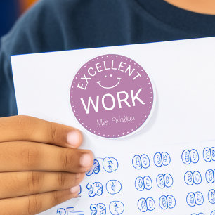 Hervorragende Arbeit Personalisierte Lehrer Runder Aufkleber