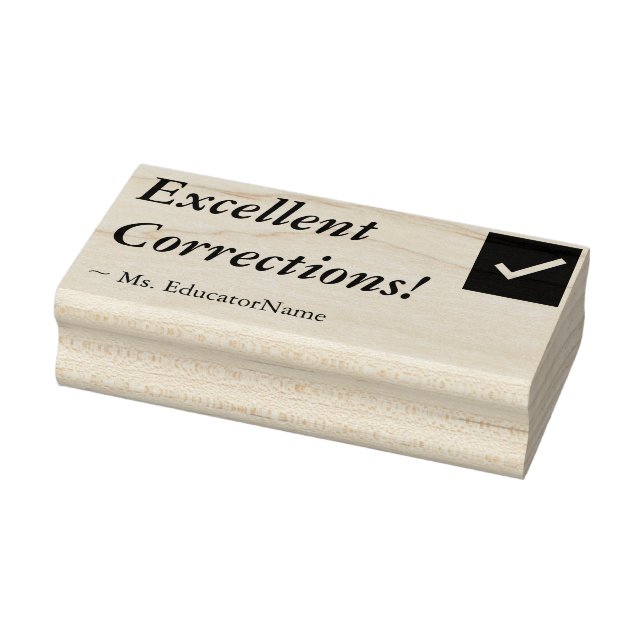 "Hervorragende Korrekturen!" + Name des Lehrers Gummistempel (Stempel)