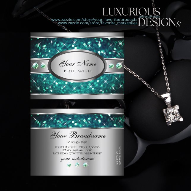 Hervorragende Silber Aquamariner Glitzer Sparkle R Visitenkarte (Von Creator hochgeladen)