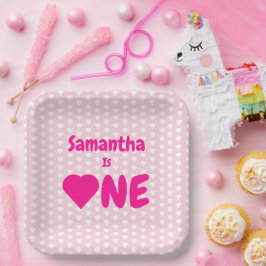 Herz 1. Geburtstag Pappteller