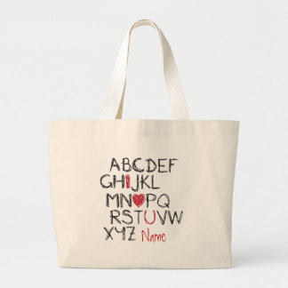 Herz ABCs I Sie personalisiert Jumbo Stoffbeutel