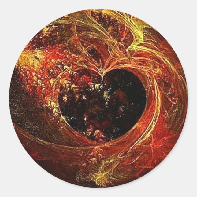 Herz a'Fire Runder Aufkleber (Vorderseite)