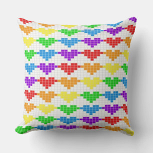 Herz-Aflutter: Regenbogen C2C Crochet-Herz-Wirbel Kissen