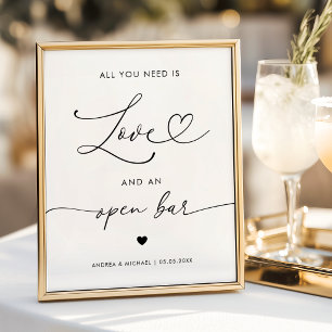 Herz Alles, was Sie brauchen, ist Liebe Open Bar W Poster