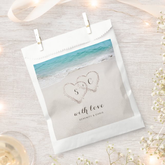 Herz am Sandstrand Hochzeit Geschenktütchen (Ausgeschnitten)