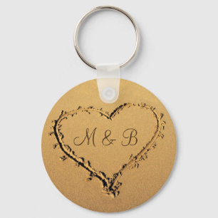 Herz am Strand Personalisierte Monogramme Schlüsselanhänger