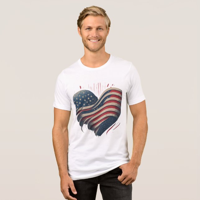 Herz Amerikas Tri-Blend Shirt (Vorderseite voll)