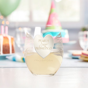 Herz Ampersand Perlen & Prosecco Brautparty Weinglas Ohne Stiel