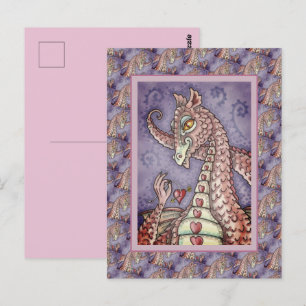 HERZ AN EINER SCHNUR ROSAFARBENER DRACHE VALENTINS POSTKARTE