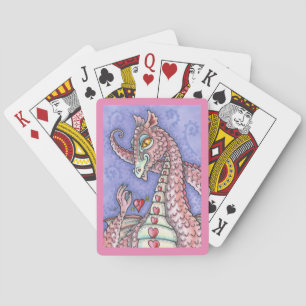 HERZ AN EINER SCHNUR ROSAFARBENER DRACHE VALENTINS SPIELKARTEN