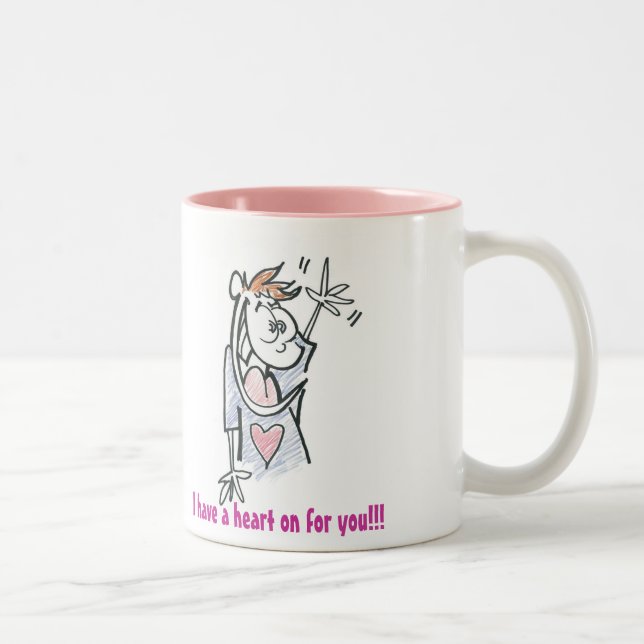 Herz an für Sie! Zweifarbige Tasse (Rechts)