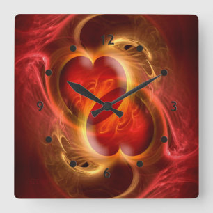 Herz an Herz + Zifferblatt Quadratische Wanduhr