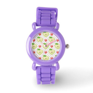 Herz-Äpfel mit rosa Tupfen und Herzen Armbanduhr