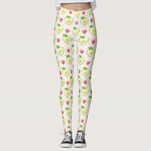 Herz-Äpfel mit rosa Tupfen und Herzen Leggings