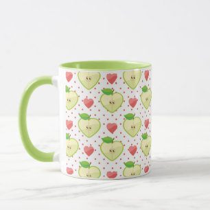 Herz-Äpfel mit rosa Tupfen und Herzen Tasse